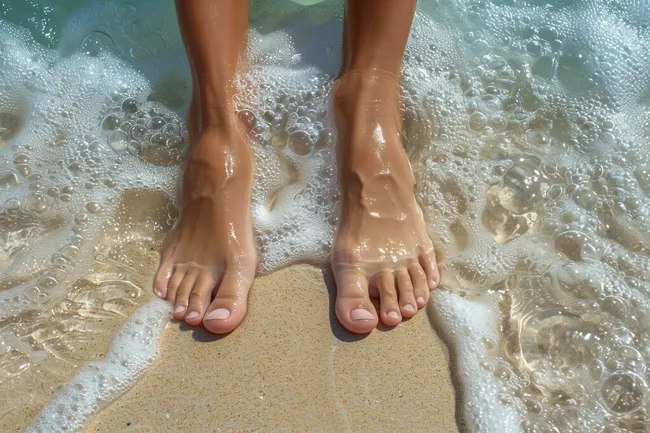 Erfrischende Fußpflege am Strand