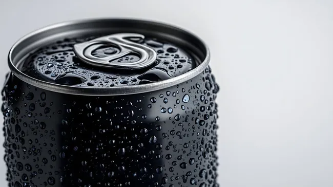 Erfrischende Getränkedose mit Wassertropfen