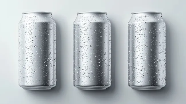 Erfrischende Getränkedosen mit Wassertropfen