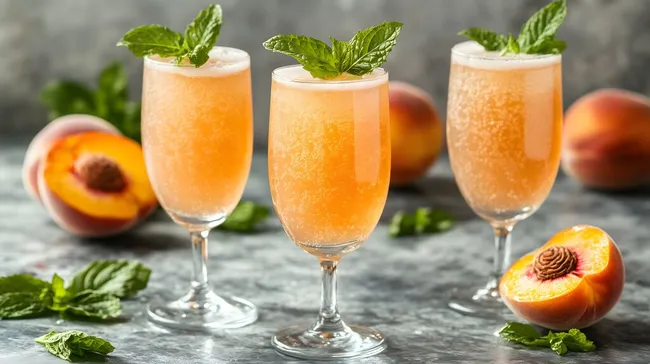 Erfrischende Pfirsich-Cocktails mit Minze