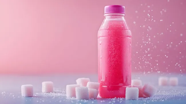 Erfrischende rosa Limonade mit Zuckerwürfeln