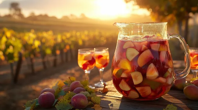 Erfrischende Sangria-Karaffe mit saisonalen Früchten