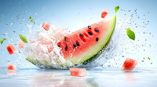 Erfrischende Wassermelone mit Spritzeffekt