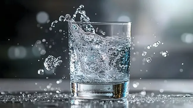 Erfrischende Wassertropfen in einem Glas