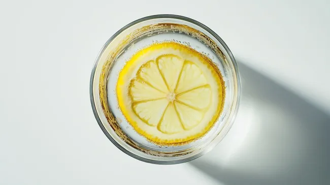 Erfrischende Zitronenscheibe im Wasserglas