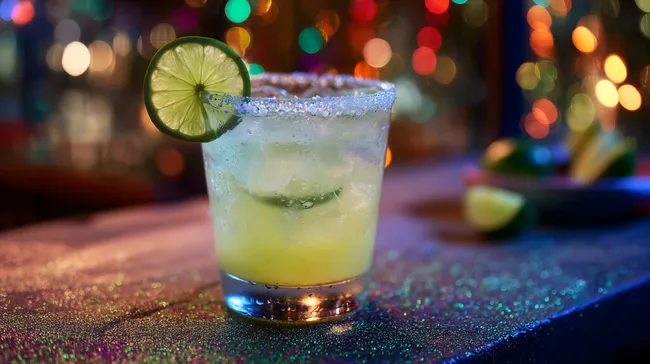 Erfrischender Cocktail bei bunter Nachtbeleuchtung