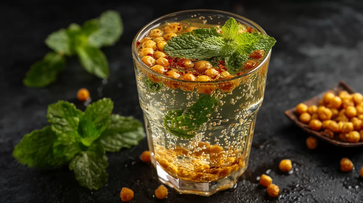 Erfrischender Cocktail mit Minze und Zitrusfrüchten