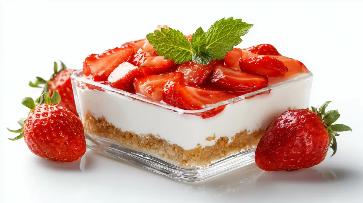 Erfrischender Erdbeerkuchen im Glas