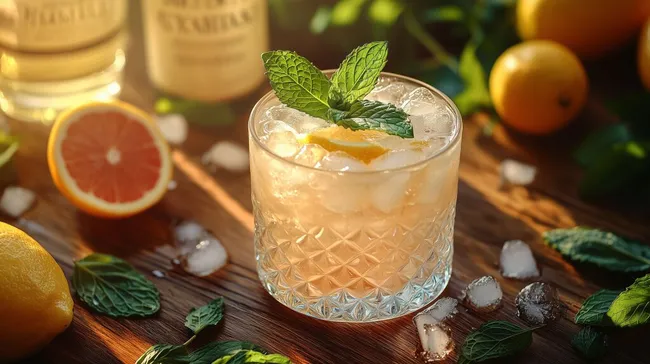 Erfrischender Gin-Daisy-Cocktail mit Minze und Zitrusfrüchten
