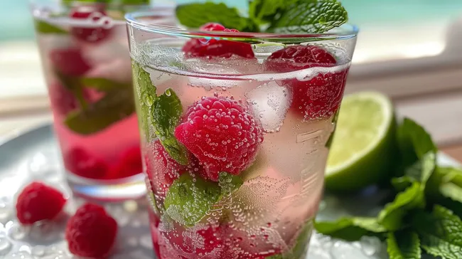 Erfrischender Himbeer-Minze-Cocktail - Sommergetränk
