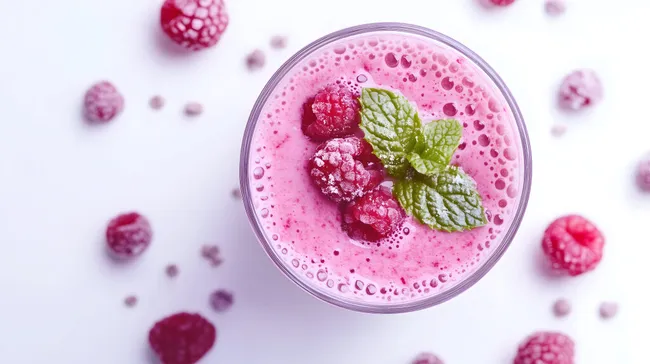 Erfrischender Himbeer-Smoothie mit Minzblättern