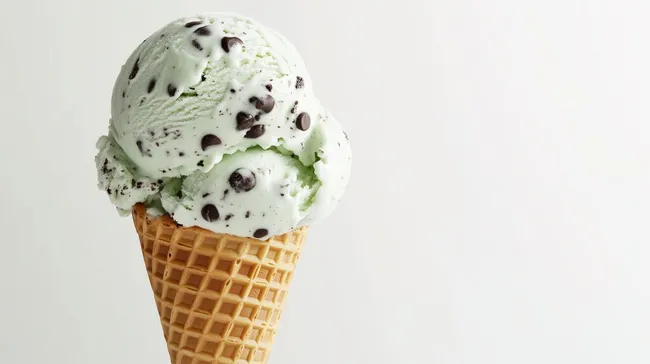 Erfrischender Minzschokoladeneis-Genuss im Waffelbecher