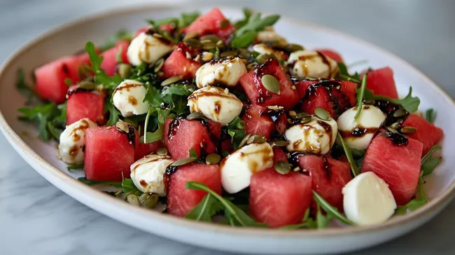 Erfrischender Sommersalat mit Wassermelone und Mozzarella