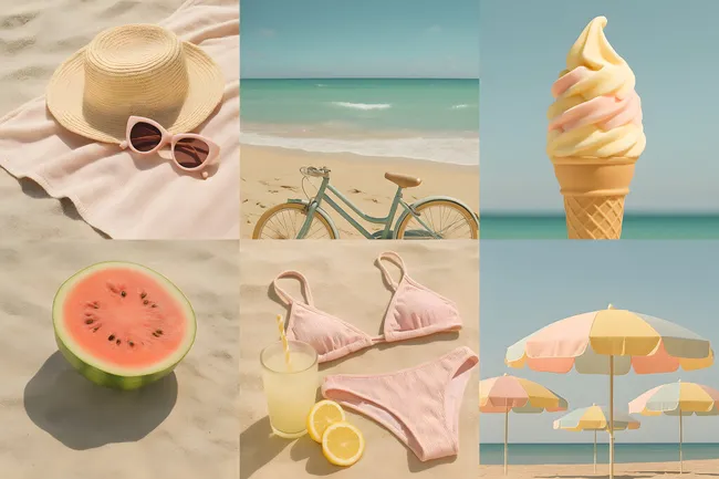 Erfrischender Sommertag am Strand mit Fahrrad und Eis