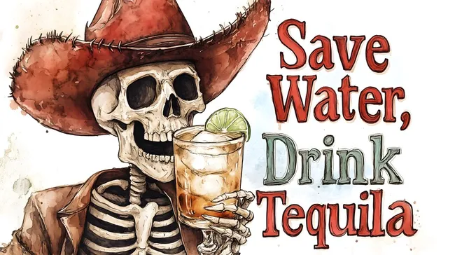 Erfrischender Tequila-Cocktail mit Totenkopf-Motiv