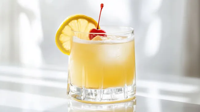 Erfrischender Zitronencocktail mit Kirschtopping
