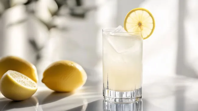Erfrischender Zitronenlimonade-Cocktail mit Eiswürfeln
