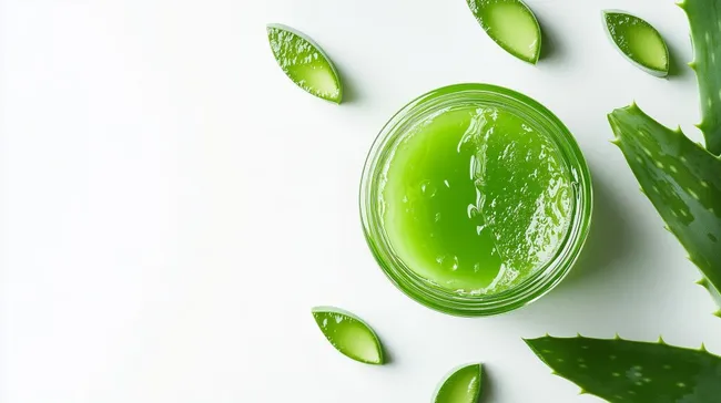 Erfrischendes Aloe Vera Gel auf weißem Hintergrund