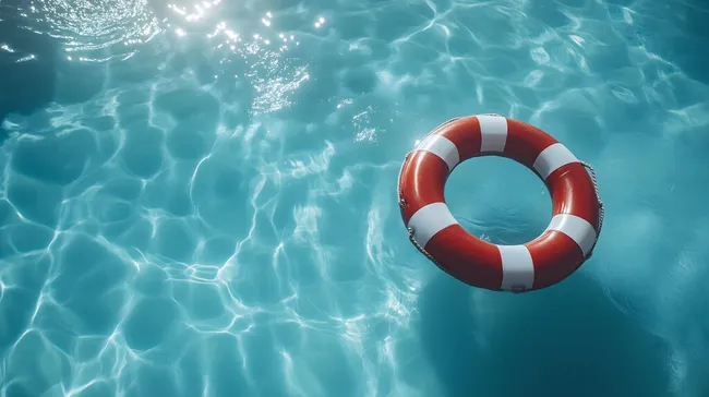 Erfrischendes Bild mit Rettungsring in türkisfarbenem Wasser
