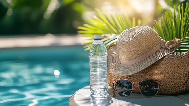 Erfrischendes Getränk am Pool im Sommerurlaub