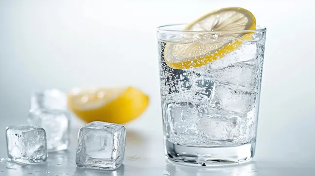 Erfrischendes Glas Sprudelndes Wasser mit Zitrone