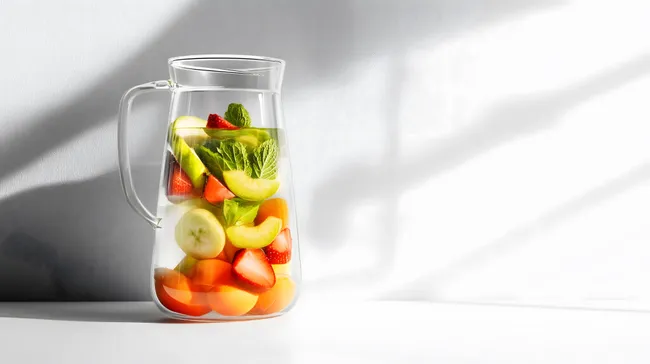Erfrishendes Obstgetränk in eleganter Karaffe