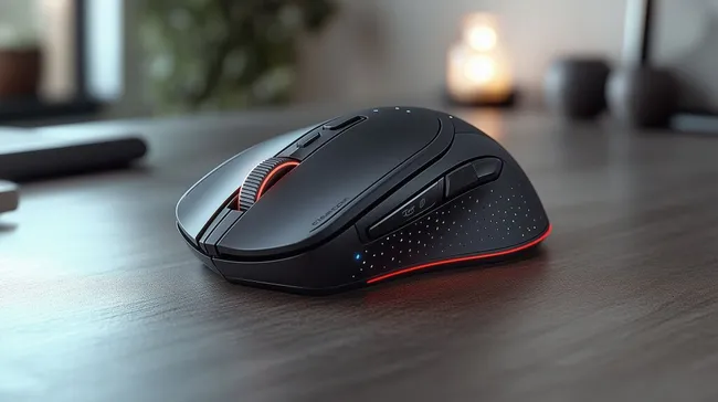 Ergonomische Gaming-Maus auf minimalem Schreibtisch