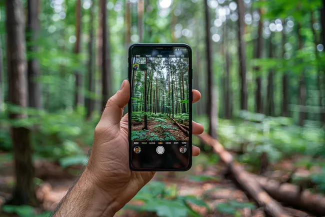 Erholsamer Waldspaziergang auf Smartphone