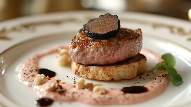 Erlesenes Rinderfilet mit Trüffel auf knusprigem Brioche-Brötchen