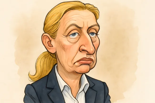 Ernsthafte Geschäftsfrau mit blondem Zopf