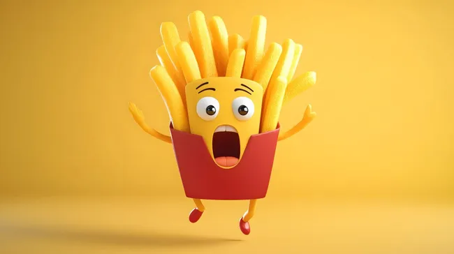 Erstaunlicher Cartoon-Pommes mit expressivem Gesicht