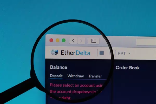 EtherDelta logo under magnifying glass