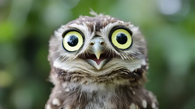 Eule mit großen, erstaunten Augen