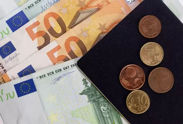 Euro banknotes and coins