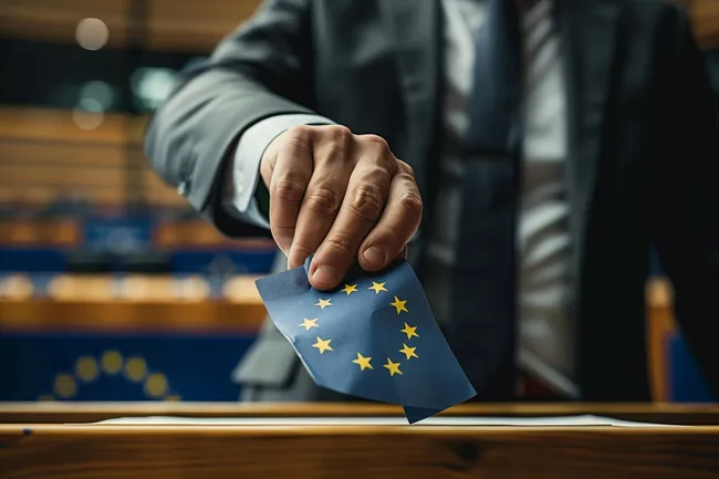 Europäische Abstimmung mit EU-Flagge
