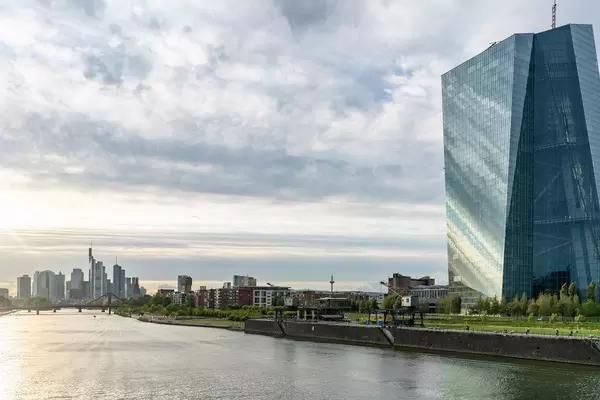European Central Bank overlooking commercial banks in Frankfurt