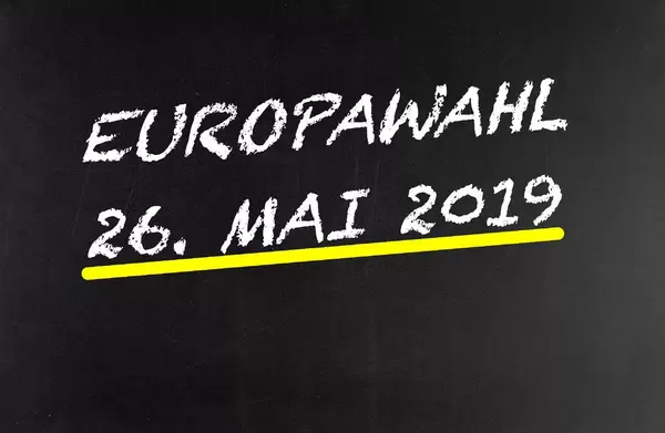 European elections date written on blackboard