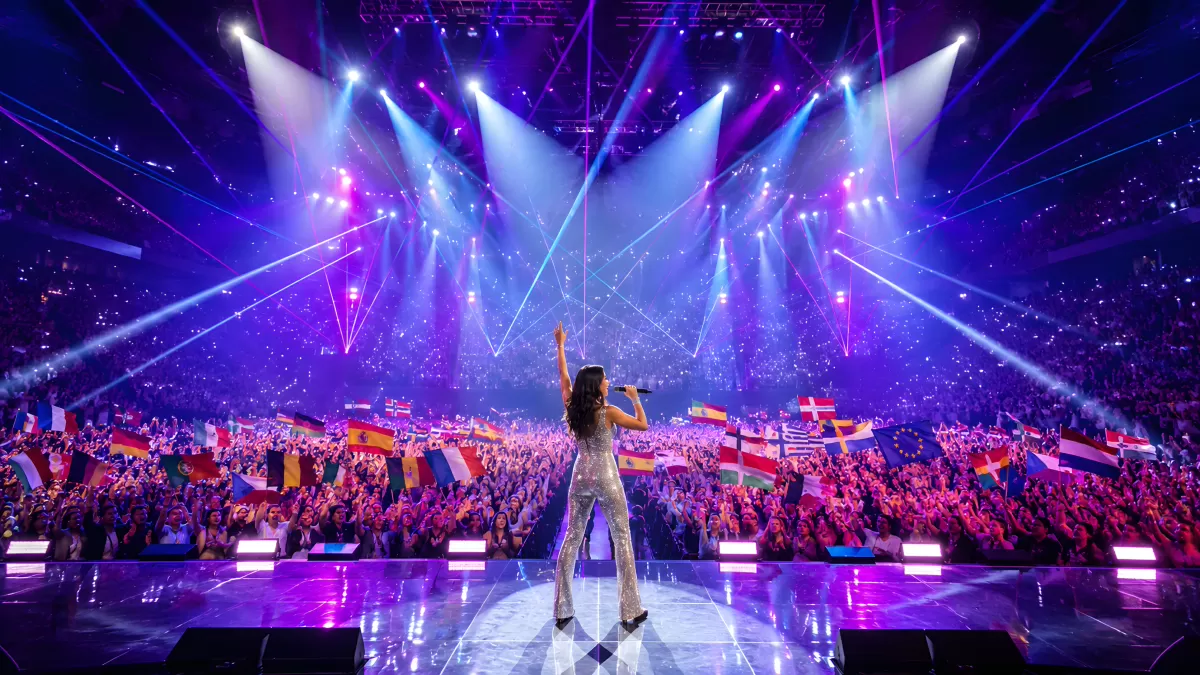 Eurovision Song Contest: Sängerin auf großer Bühne