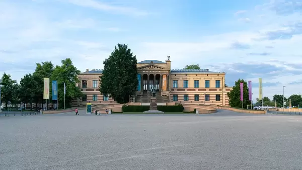 Evening view of historic building of the German art museum in Schwerin