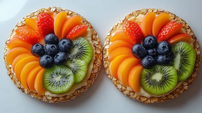 Exotisch garnierte Obsttörtchen mit Beeren und Kiwi