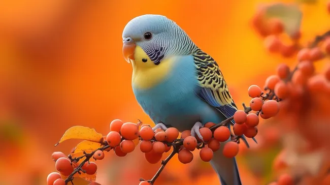 Exotisch gefärbter Wellensittich in natürlicher Umgebung