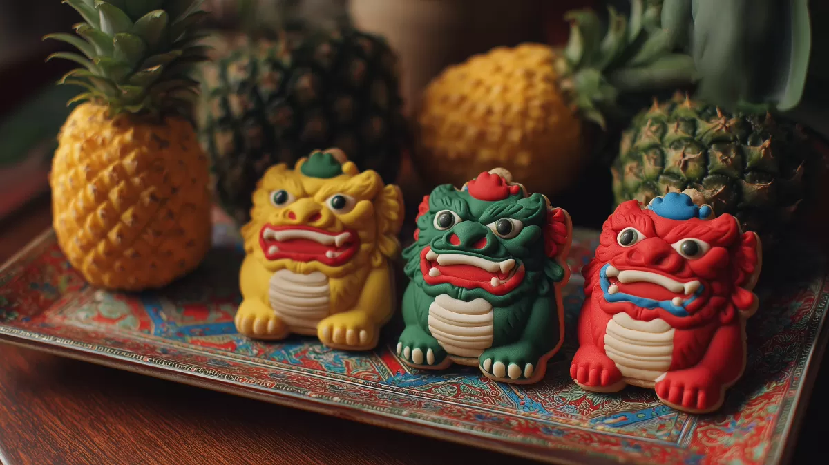 Exotische Früchte und schrullige Tonfiguren