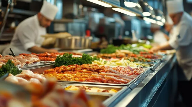 Exotische Speisen in einer modernen Gastronomie-Küche