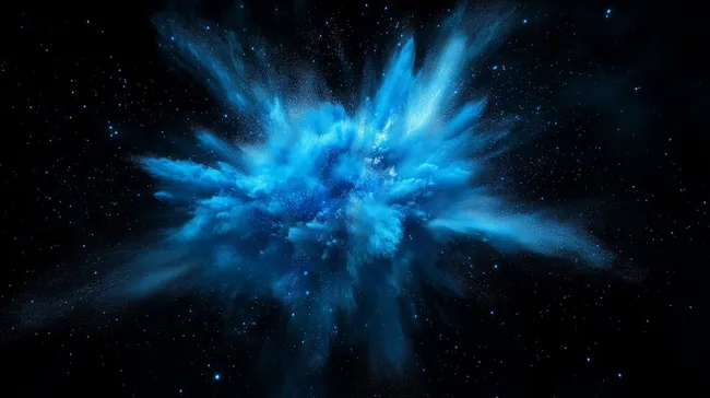 Explosionseffekt in strahlendem Blau auf dunklem Hintergrund