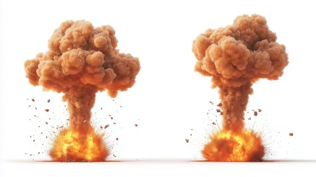 Explosionseffekt mit oranger Rauchwolke