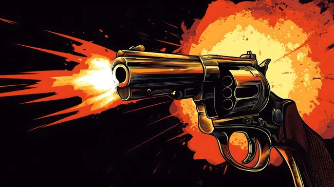 Explosiver Revolverschuss als düstere Illustration