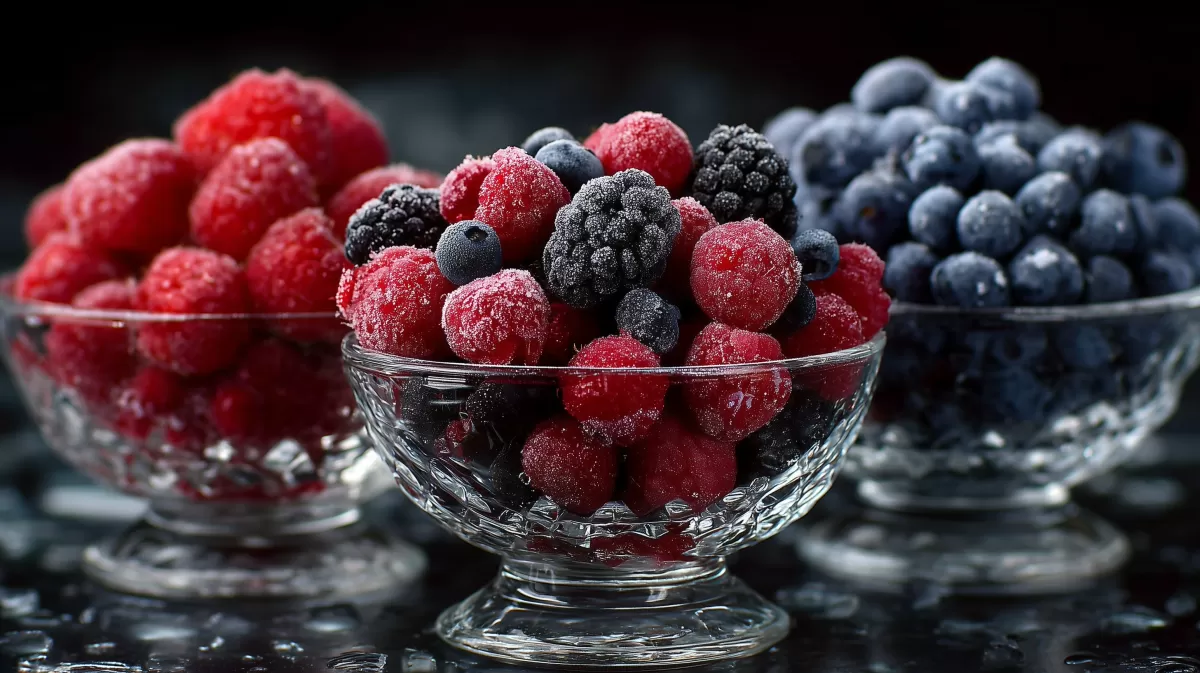 Exquisite Beerenfrüchte im Kristallglas kostenlos herunterladen