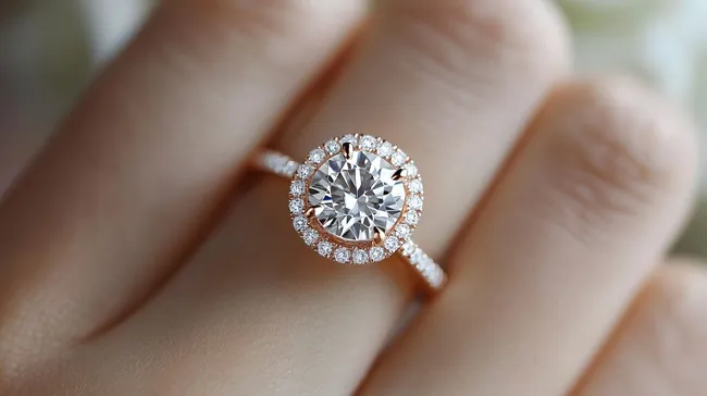 Exquisiter Diamantverlobungsring in Nahaufnahme