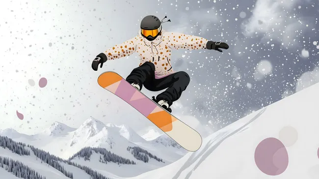 Extremer Snowboard-Sprung in den Alpen bei Schneefall