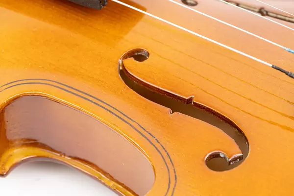 F holes on the wooden Violin